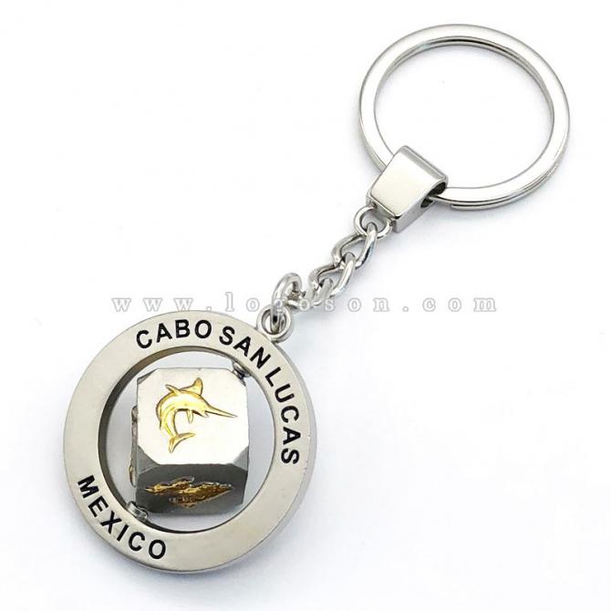 Spinning Solid Metal Keychains with Die Cast Center Shape - Sample